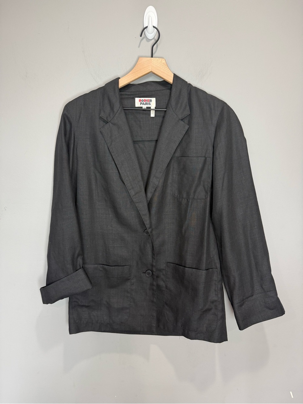 Rodier Paris Linenโ Blend Black Blazer Jacket Size 38 France